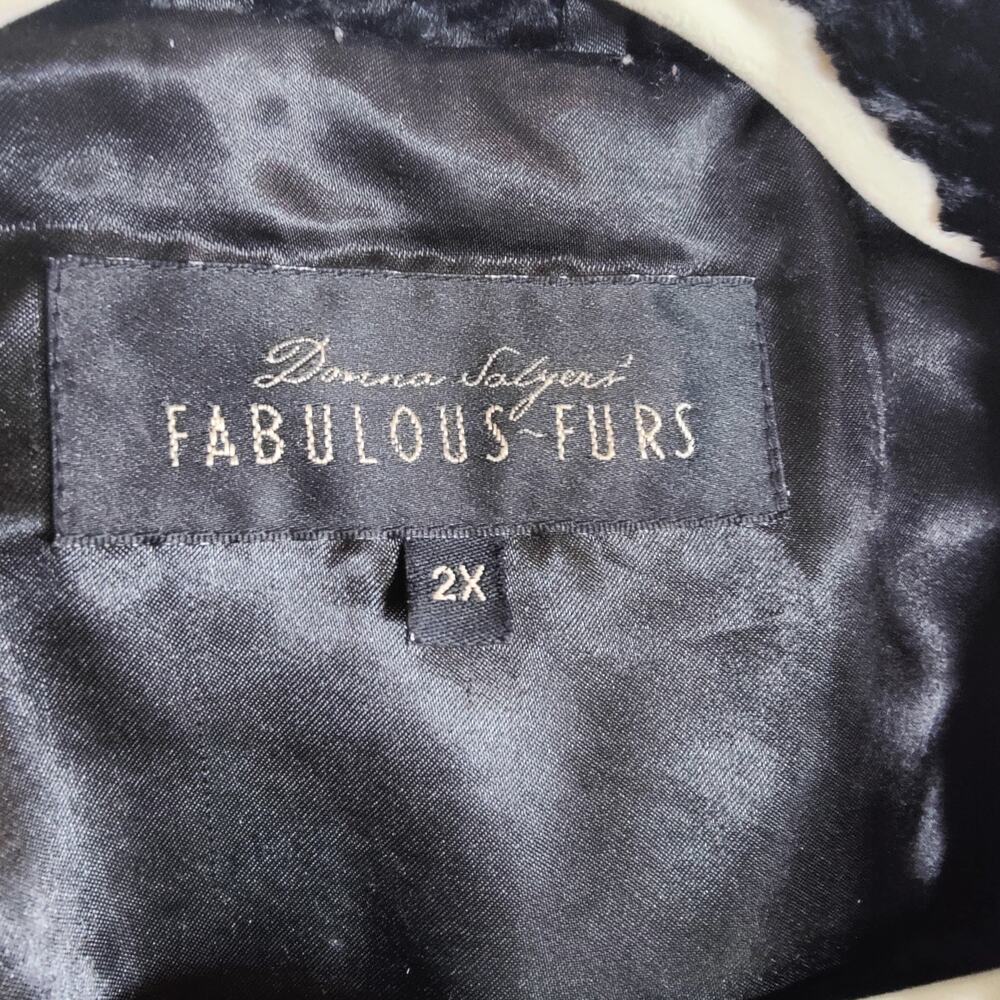 Donna Salyers Fabulous Furs Faux Persian Lamb Coat Black 2X Quiet Luxury - Picture 7 of 8